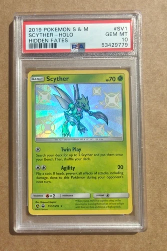 2019 Pokemon S&M Scyther Holo Hidden Fates #SV1 PSA 10 GEM MINT