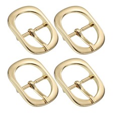 4Pcs 0.75" Single Prong Belt Buckle Oval Center Bar Buckles for Belt, Light Gold