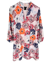 ANN TAYLOR Dress M Floral V-Neck Pink Orange Boho Ditzy Bloomcore Coquette NEW