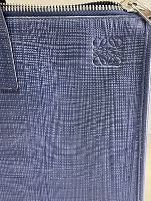 LOEWE Business Bag Linen Leather Briefcase Navy Blue | eBay