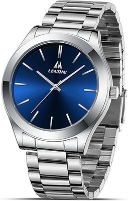 Men's Quartz Wrist Watch Stainless Steel Luminous Dial Waterproof Blue