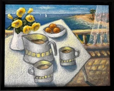 Original Mixed Media Painting Still Life Landscape Contemporary Art 11 x 14"