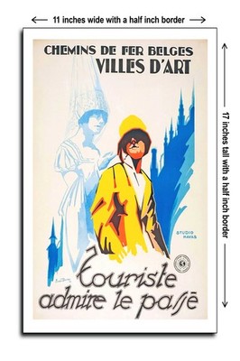 1928 Belgian Railways Cities of Art Tourist admires the past - 11x17 Poster