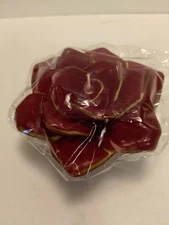 Red Rose Floating Candle 4 inches diameter Gold accent