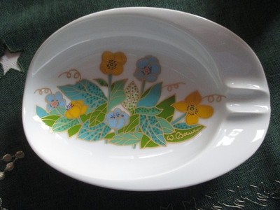 Hutschenreuther Porzellan Aschenbecher Oval Entwurf Wolf Bauer FLEURS SYLVESTRES