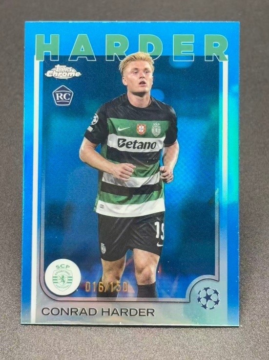 Conrad Harder 2024-25 Topps Chrome UCC Blue Refractor 016/150 RC #177