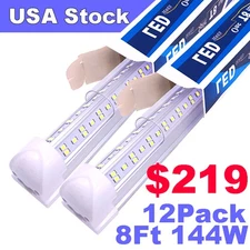 12 Pack Linkable T8 8Ft Led 144W Led Shop Light 8' Integrated Bulbs Garage Light
