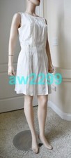 CHANEL 2 PIECE 100% SILK DRESS IVORY CC LOGO ZIPPER PULL MINT 44