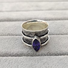 Amethyst Spinner Ring 925 Sterling Silver Size 7 Meditation Ring MO1026