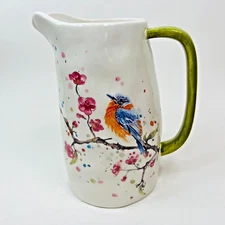 Boston International Pitcher or Vase Cherry Blossoms and Bird Holds 5  Cups 1 qt