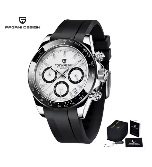 Montre PAGANI UCO R quartz homme idée cadeau élégant avec bracelet acier argenté et cadran blanc
