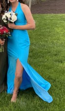 Jessica Angel Aqua Prom Long Dress- Gorgeous JA 390 JA390 Small EUC $425