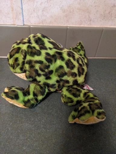 Ganz Webkinz  Plush Frog  BullFrog Green Black Spots Stuffed Animal No Code 10in - Image 2 of 4