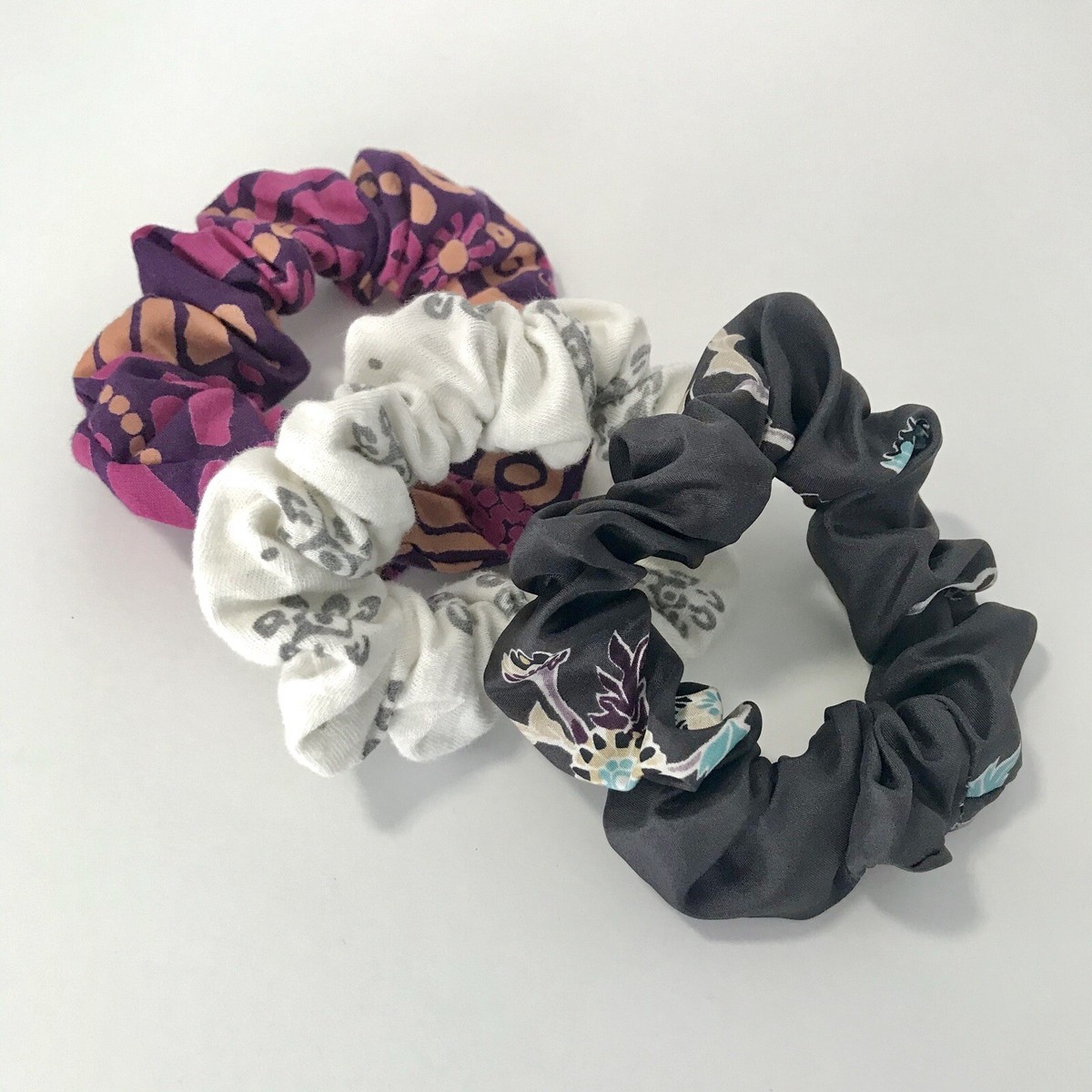 Handmade Scrunchies, Set Of 3, Reclaimed Fabrics, Unique  display picture 2