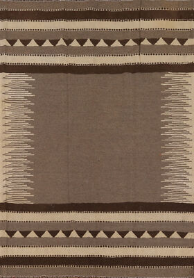 Nomad Brown Wool Vegetable Dye Kilim Reversible Rug Tribal Flat-weave Carpet 5x6