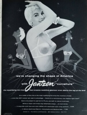 1955 platinum blond women's Jantzen curvallure bra vintage fashion ad