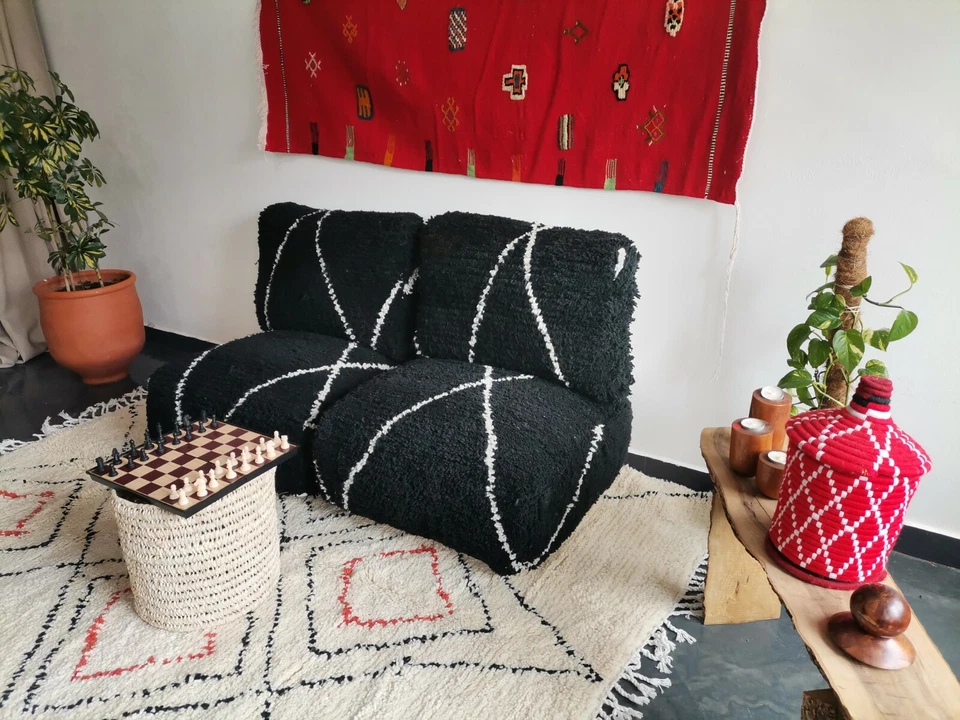 Moroccan Floor Cushion Set - 2 Seats Cushions + 2 Back Cushions + 4 Zipped bags - Image 2 of 4