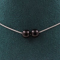Mineralien Und Edelsteine. Halskette 2 Perlen Schwarze Achat 8 Mm. Kette Aus Ac