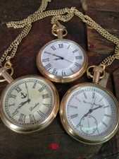 Set Of 3 Nautical Vintage American Elgin Look Collectible Antique 2"Pocket Watch