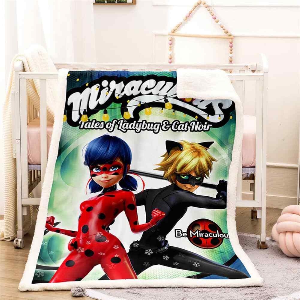 Lovely Red Ladybug Girl Boy 3D Warm Plush Fleece Blanket Picnic