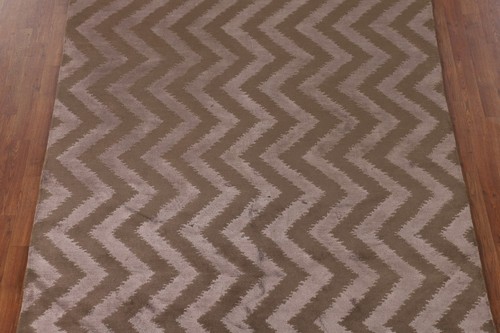 Authentic Hand-Knotted Nepalese Indian Chevron Rug 6x9 ft Carpet - Picture 4 of 19