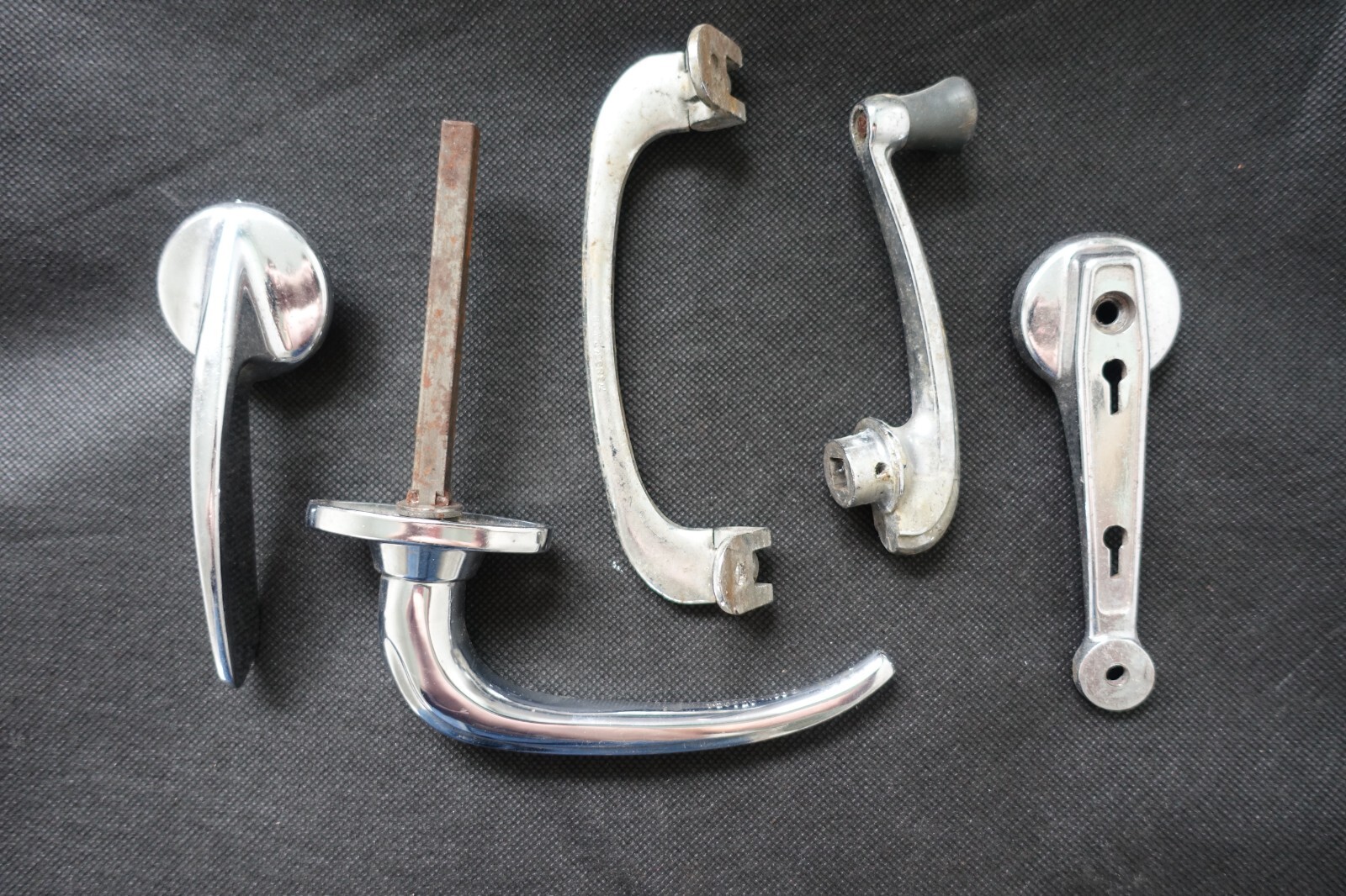 Job Lot Of Classic Car Parts Chrome items Door Handles, Winders etc