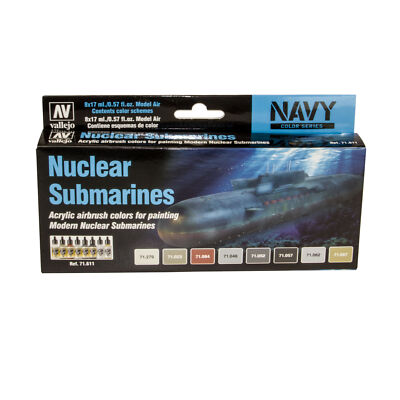 (151,10 /1l) Vallejo Model Air Set 8x 17ml Nuclear Submarines 17ml 71611 Atom-U-
