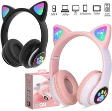 Kids Headphones Wireless Bluetooth Headphones LED Cat Ear Headphones Gift