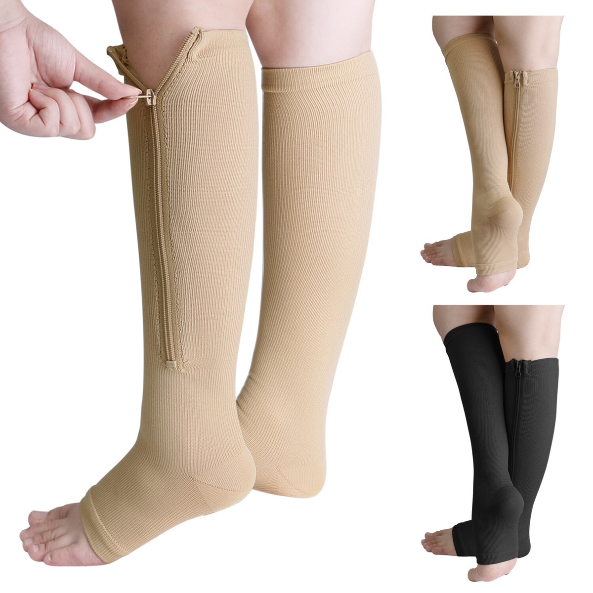 健康アクセサリー BonvolantGraduatedCompressionHighSocks M Nylon Zipper Compression Socks Support Graduated Stockings