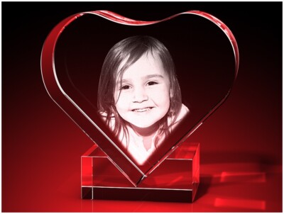 3D Glas Gravur Herz Foto Bild Laser Personalisiert Kristallglas Deko Geschenk