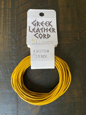 Beadsmith 1.5mm Round Yellow Greek Leather Cord (5 meters)