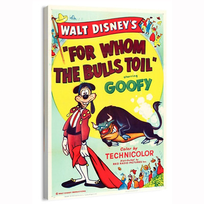1953 Goofy - For Whom the Bull KIDS Movie Poster or Canvas Home Decor Art Print