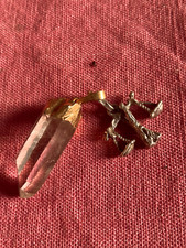RARE AMULET Gold 8k Quartz Pendant: with special Silver balance -1970's - Italy