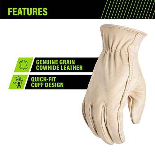 AWP Grain Leather Pigskin Work Gloves for Men and Women Made with