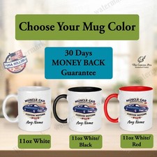 Taza de café Muscle Car American Classic Custom Motors con cualquier texto 11 oz para regalo