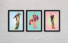 Set of 3 Art Deco Fashion Illustration Prints by Otto Lendecke Framed Available