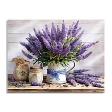 Purple Lavender Wall Art Rustic Floral Bathroom Wall Decor Purple Famhouse Fl...
