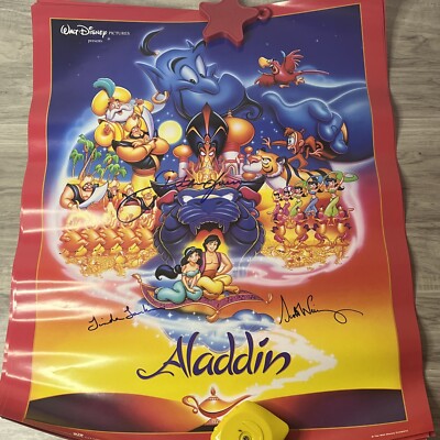 Disney Aladdin Poster RARE Signed By The Voice Actors Of Aladdin