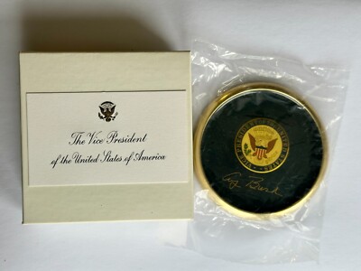 Rare Vice President of the United States George Bush Signature Metal Coaster