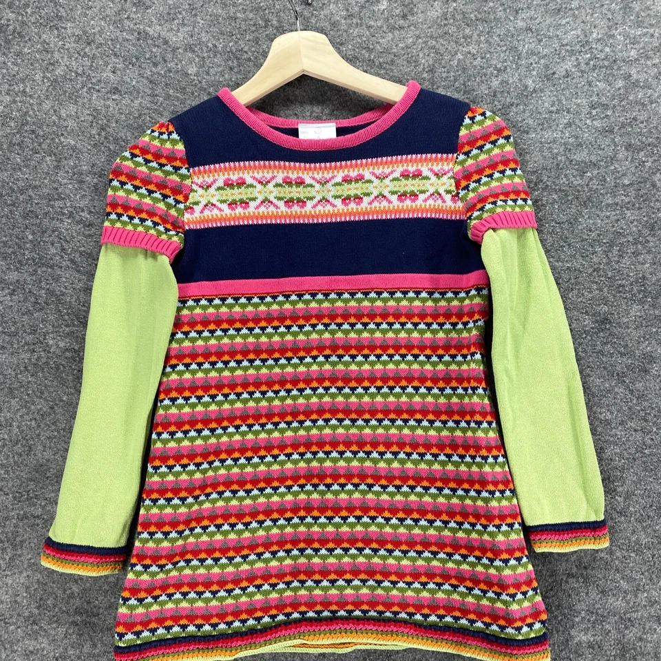 Hanna Andersson Sweater Pullover Girls M Medium Pink Striped Knit Cotton Casual - Image 3 of 4