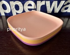 Tupperware Vintage Plato de Postre Cuadrado Almuerzo 8" Juego de 4 Púrpura Albaricoque Nuevo