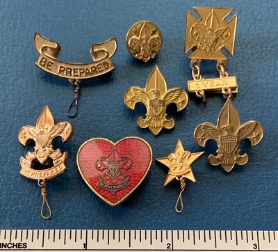 8 VTG BOY SCOUTS OF AMERICA Rank Award PINS BSA First Second Class Star ...