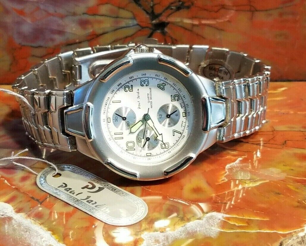 Minero presión Subjetivo New Silver Tone Paul Jardin Sport Watch, White Face | eBay