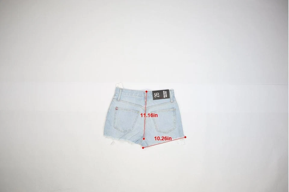 Pantalones cortos de jean BDG Urban Outfitters Girlfriend tiro alto dobladillo desgastado para mujer 26 Foto 4 de 4