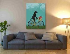 Epic Graffiti 'Black Labrador on Bicycle - Sky' by Fab Funky Giclee Canvas Wall 