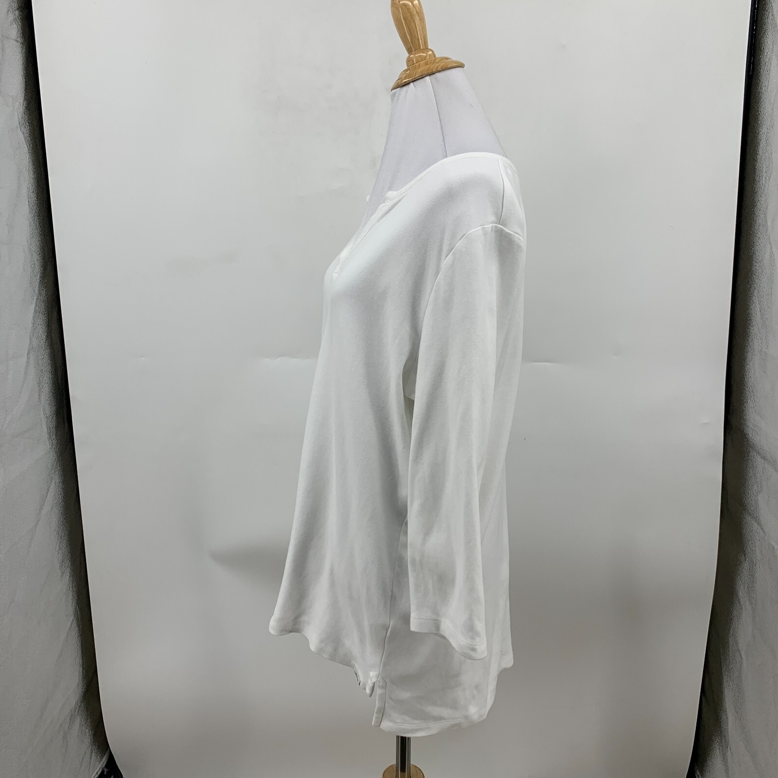 Orvis Split Neck Top Womens L Large Solid White P… - image 3