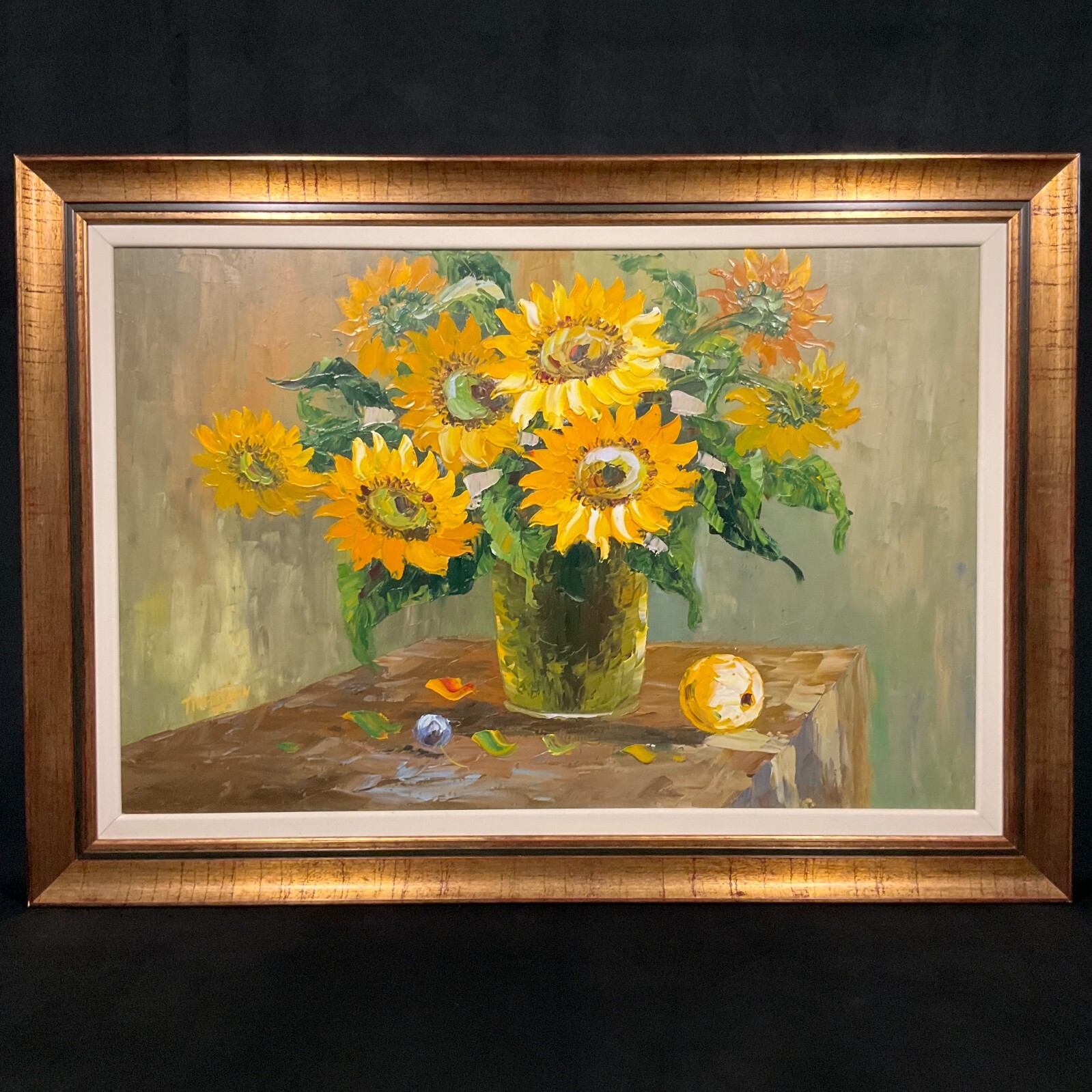 Vintage Framed Large Original Still Life Oil on Canvas 