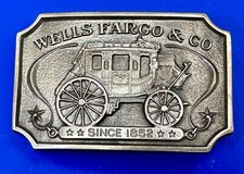 Wells Fargo  Co Stage Coach Since 1852 Official 70'S Restored Belt Buckle