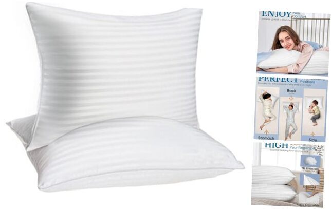 Hotel Collection Bed Pillows for Sleeping, Bed Pillows Queen (Pack of 2) White