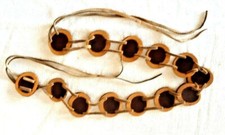 Vintage Retro 1970's Wood  Leather Belt Tie Fasten Hand Made Hippy  48" Brown